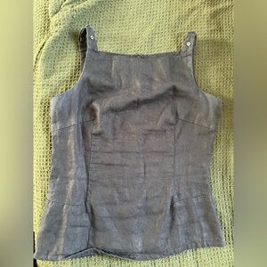 GAP Black 100% Linen adjustable strap Tank Top